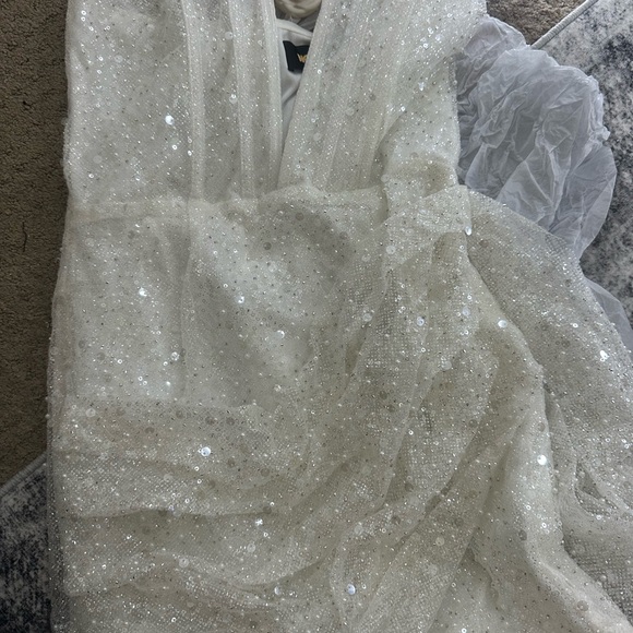 White Sequin Strapless Mini Skirt - Glam Party Mini - Picture 6 of 6